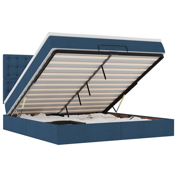 vidaXL Otomanski krevet s madracem i LED plavi 160x200cm tkanine