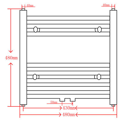 Sivi kupaonski radijator za centralno grijanje ravni 480 x 480 mm