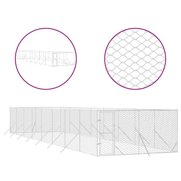 vidaXL Vanjski kavez za pse srebrni 4 x 16 x 2 m od pocinčanog čelika