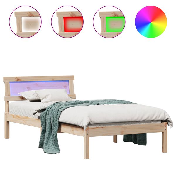 vidaXL Krevetna konstrukcija Smeđa 75 x 190 cm Čvrsto borovo drvo