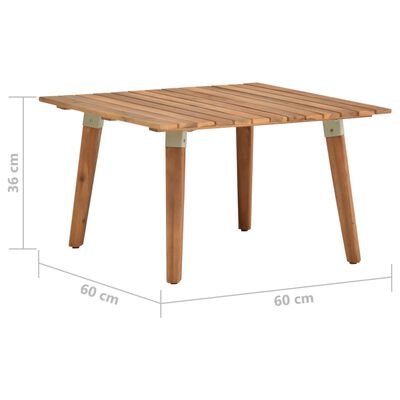 vidaXL Vrtni stolić za kavu 60 x 60 x 36 cm masivno bagremovo drvo