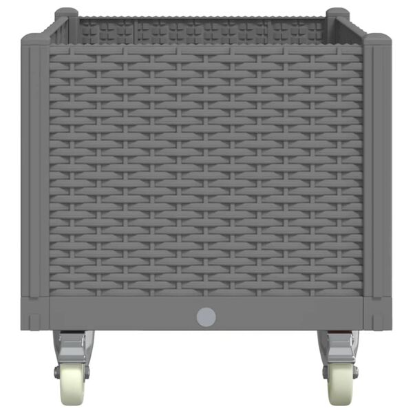 vidaXL Vrtna sadilica s kotačima siva 80x50x54 cm PP