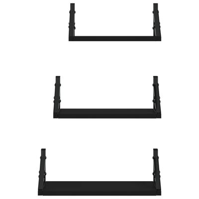vidaXL 3-dijelni set zidnih polica crni od konstruiranog drva