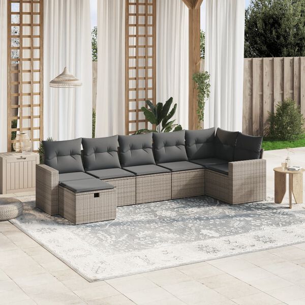 vidaXL 7-dijelni set vrtnih sofa sivi od poliratana