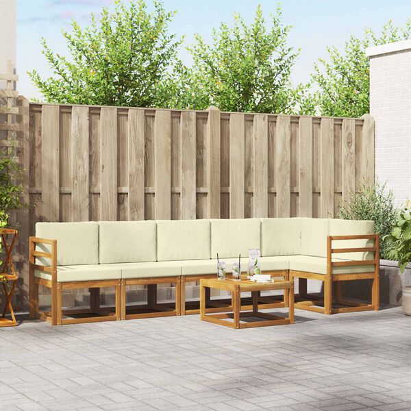 vidaXL Set vanjskih sofa s jastukom 7 pcs Prirodna i krem