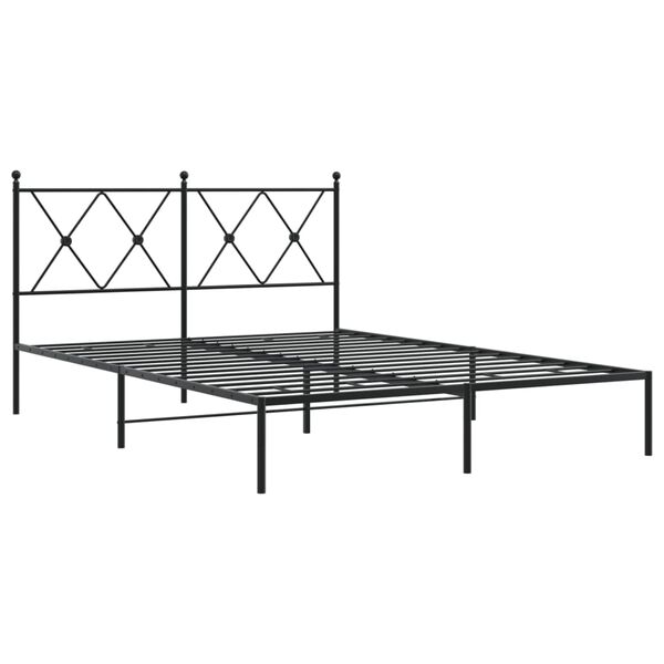 vidaXL Metalni okvir za krevet s uzglavljem crni 135x190 cm