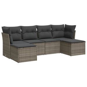 vidaXL 6-dijelni set vrtnih sofa od poliratana s jastucima sivi
