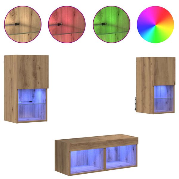 vidaXL TV zidni ormari Zidne 4 pcs Umjetnički hrast Konstruirano drvo