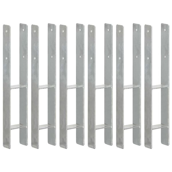 vidaXL Sidra za ogradu 6 kom srebrna 9 x 6 x 60 cm pocinčani čelik