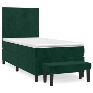 vidaXL Box spring krevet s madracem tamnozeleni 80 x 200 cm bar&scaron;unasti