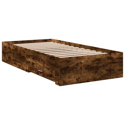 vidaXL Okvir kreveta s ladicama boja dimljenog hrasta 75x190 cm drveni