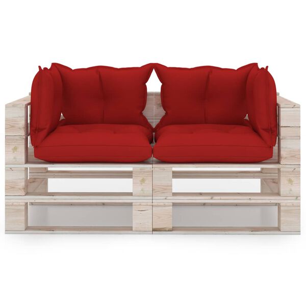 vidaXL Vrtni dvosjed od paleta od borovine s jastucima