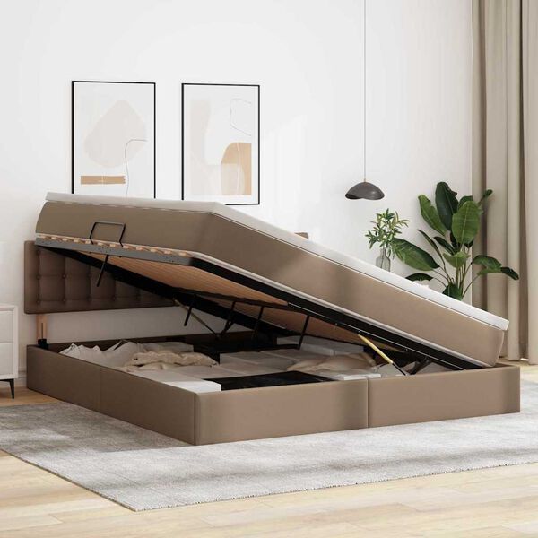 vidaXL Krevet s prostorom za pohranu s LED-om Kapućino 160 x 200 cm