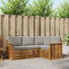 vidaXL Setovi sofa 4 pcs Prirodna i svijetlo siva Čvrsto drvo akacije