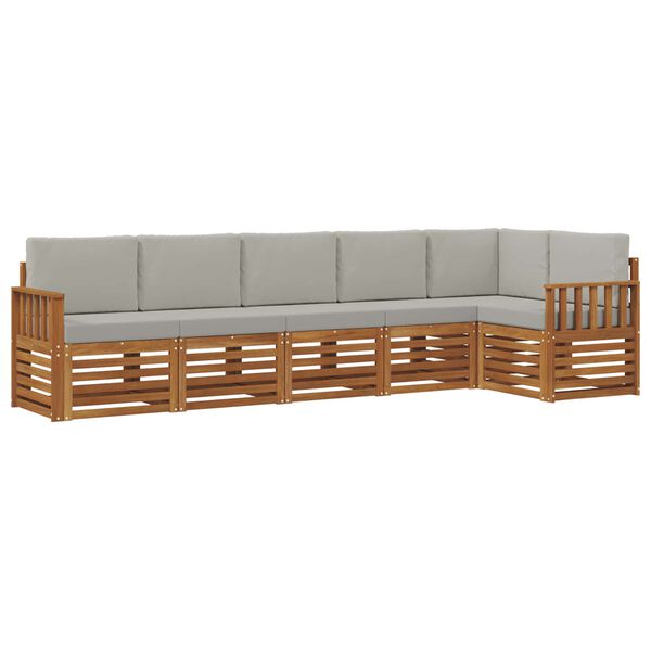 vidaXL Setovi sofa 6 pcs Prirodna i svijetlo siva Čvrsto drvo akacije