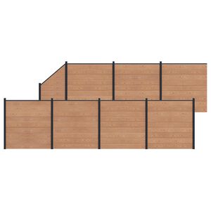 vidaXL Panel ograde 8 pcs WPC i aluminij Smeđa