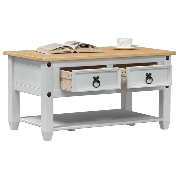 vidaXL Kava Stol s ladicama Bijelo 85 x 50 x 45 cm Čvrsto borovo drvo