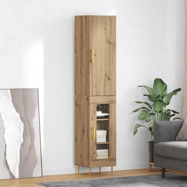 vidaXL Highboard Umjetnički hrast 34,5 x 34 x 180 cm Konstruirano drvo