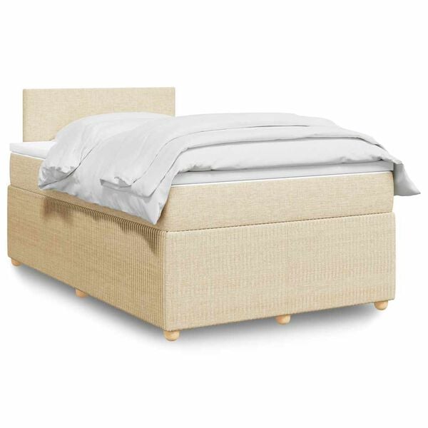 vidaXL Krevet box spring s madracem krem 120 x 190 cm od tkanine