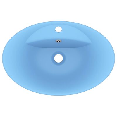 vidaXL Luksuzni ovalni umivaonik mat svjetloplavi 58,5x39 cm keramički