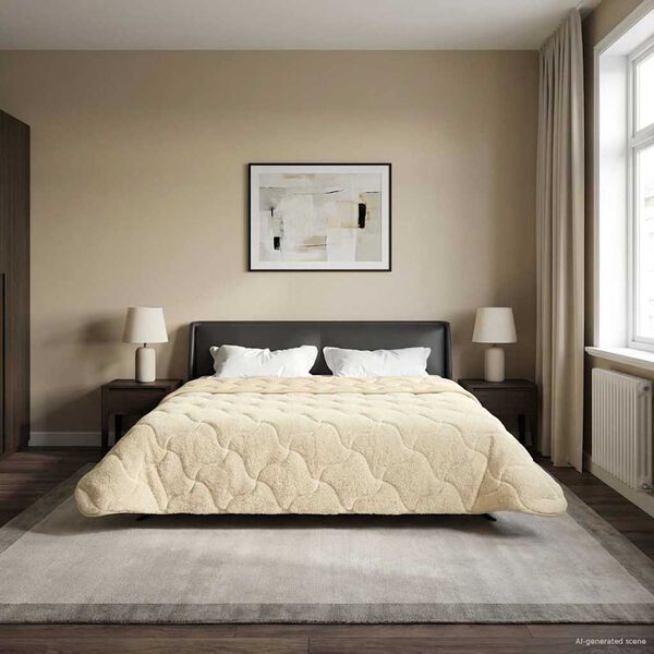 vidaXL Ljetni pokrivač Krema 220 x 240 cm Mikrofibra i teddy flis