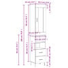vidaXL Visoka komoda siva sonome 34,5x34x180 cm od konstruiranog drva