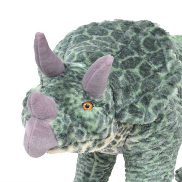 vidaXL Samostojeći pli&scaron;ani dinosaur triceratops zeleni XXL
