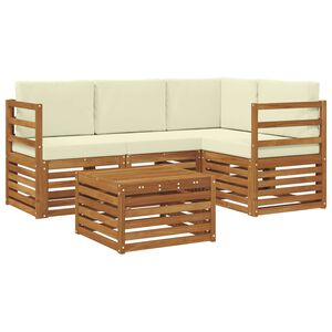 vidaXL Set vanjskih sofa s jastukom 5 pcs Prirodna i krem