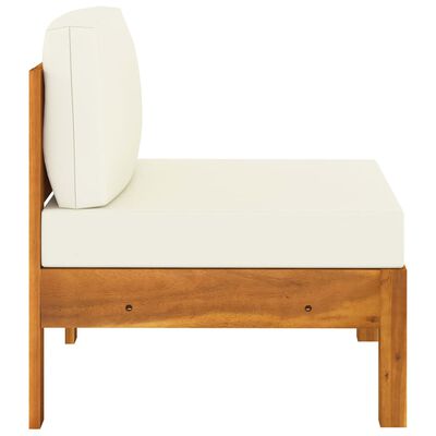 vidaXL Srednja sofa s krem bijelim jastucima masivno bagremovo drvo