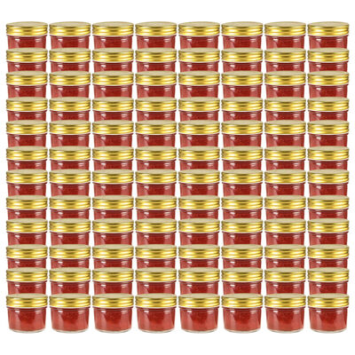 vidaXL Staklenke za džem sa zlatnim poklopcima 96 kom 110 ml