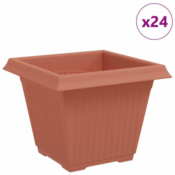 vidaXL Kvadratna saksija za cvijeće 24 pcs Crvena cigla Plastika