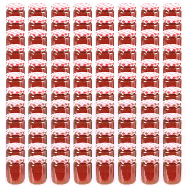 vidaXL Staklenke za džem s bijelo-crvenim poklopcima 96 kom 230 ml