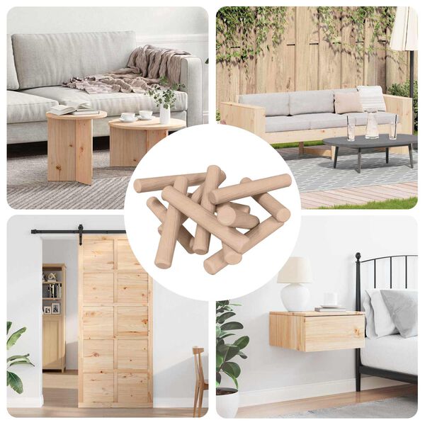 vidaXL Drveni klinovi 12 pcs Smeđa &Oslash;6 x 40 mm Masivno drvo