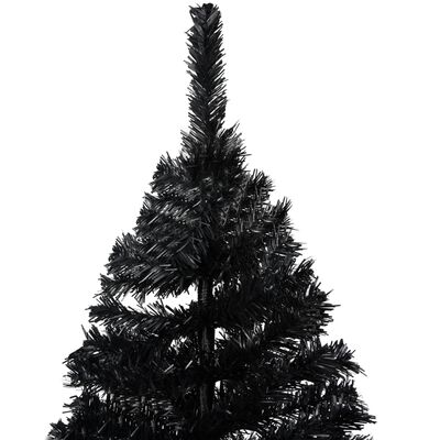 vidaXL Umjetno osvijetljeno božićno drvce sa stalkom crno 210 cm PVC
