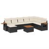 vidaXL 9-dijelni set vrtnih sofa s jastucima crni od poliratana