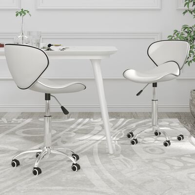 vidaXL Okretne blagovaonske stolice od umjetne kože 2 kom bijele