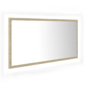 vidaXL LED kupaonsko ogledalo boja hrasta sonome 90x8,5x37 cm akrilno