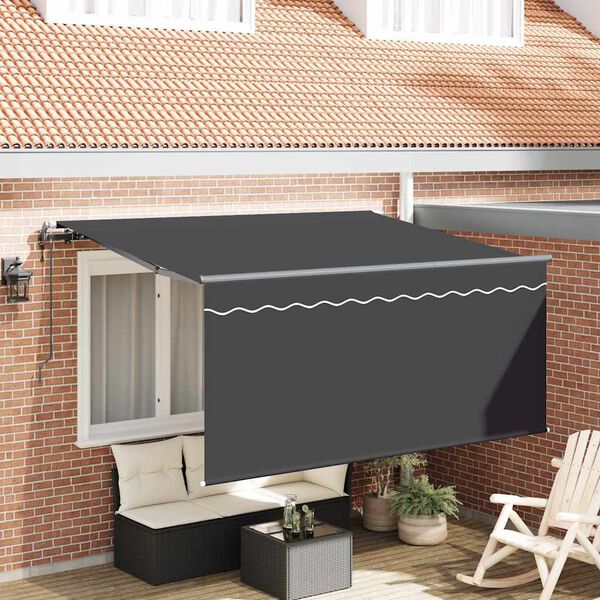 vidaXL Skrovita tenda Prugasti Antracit 300 x 200 cm tkanina