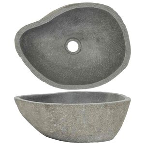 vidaXL Umivaonik od riječnog kamena ovalni (37 - 46) x (29 - 36) cm