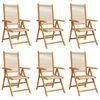 vidaXL Sklopive stolice na razvlačenje, 6 kom, bež, puno drvo, akacija
