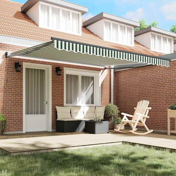 vidaXL Skrovita tenda Zelena i bijela 400 × 300 cm