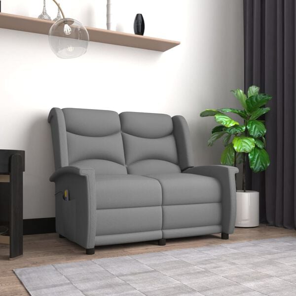 vidaXL Masažni dvosjed od mikrovlakana svjetlosivi