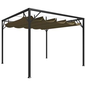 vidaXL Vrtna sjenica s pomičnim krovom 3 x 3 m smeđe-siva 180 g/m&sup2;
