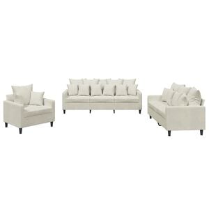 vidaXL 3-dijelni set sofa s jastucima krem bar&scaron;unasti