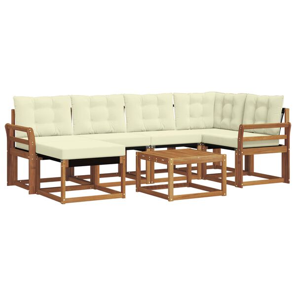 vidaXL Set vanjskih sofa s jastukom 7 pcs Prirodna i krem