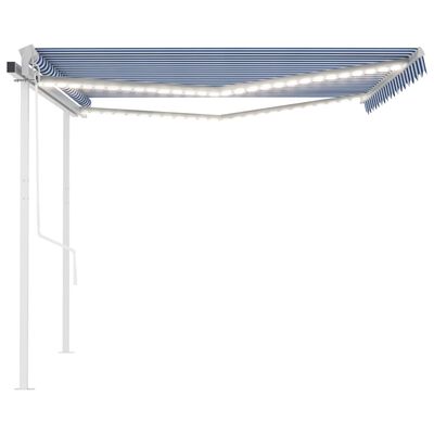vidaXL Automatska tenda sa senzorom LED 4,5 x 3 m plavo-bijela