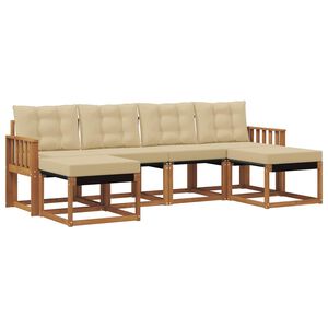 vidaXL Set vanjskih sofa s jastukom 6 pcs Prirodna i bež