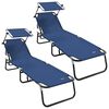 vidaXL Sklopiva ležaljka za sunčanje 2 pcs Plava 190 x 57 x 81 cm