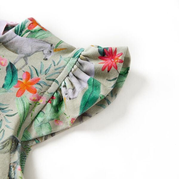 Dječja haljina s lepršavim rukavima kaki 92