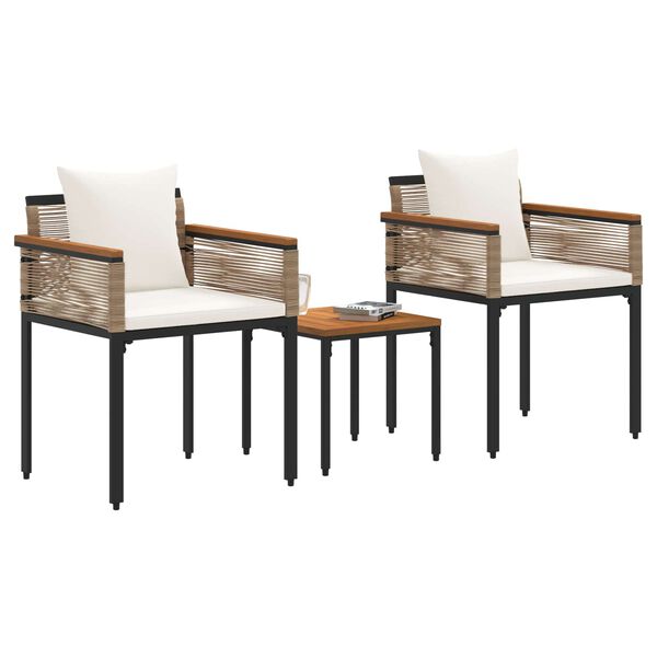 vidaXL Set vanjskog namje&scaron;taja 3 pcs Bež i krem bijela PE ratan